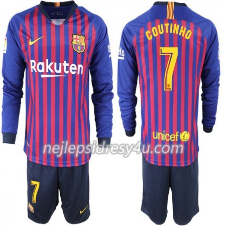 Fotbalový Dres FC Barcelona Coutinho 7 Dětské Domácí 2018/19 Dlouhý Rukáv
